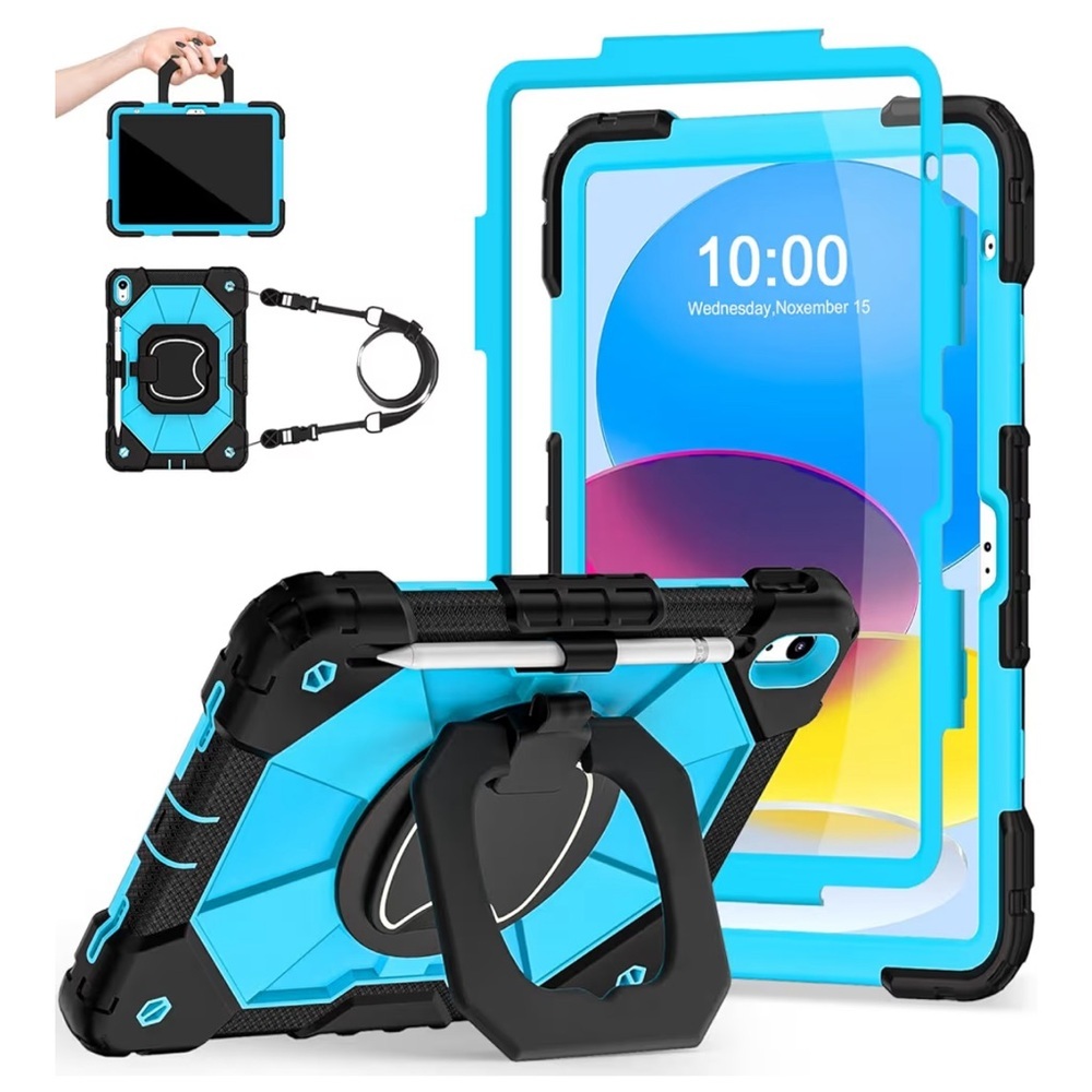 Blue and Black Tablet Case with Stand